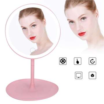 Mirror with LED lighting make-up lamp illuminated mirror 3 lighting modes Pink