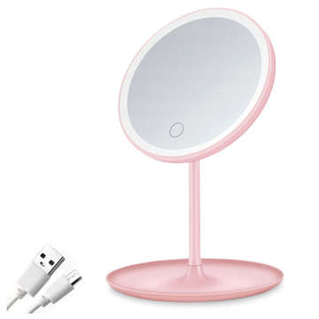 Mirror with LED lighting make-up lamp illuminated mirror 3 lighting modes Pink