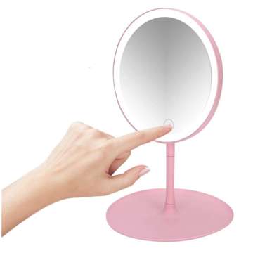 Mirror with LED lighting make-up lamp illuminated mirror 3 lighting modes Pink