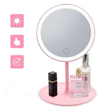 Mirror with LED lighting make-up lamp illuminated mirror 3 lighting modes Pink