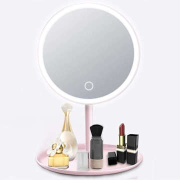 Mirror with LED lighting make-up lamp illuminated mirror 3 lighting modes Pink