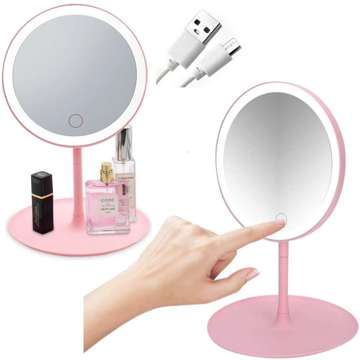 Mirror with LED lighting make-up lamp illuminated mirror 3 lighting modes Pink