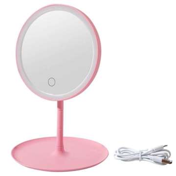 Mirror with LED lighting make-up lamp illuminated mirror 3 lighting modes Pink