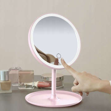 Mirror with LED lighting make-up lamp illuminated mirror 3 lighting modes Pink