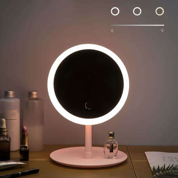 Mirror with LED lighting make-up lamp illuminated mirror 3 lighting modes Pink