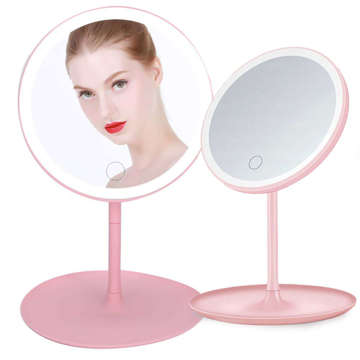 Mirror with LED lighting make-up lamp illuminated mirror 3 lighting modes Pink