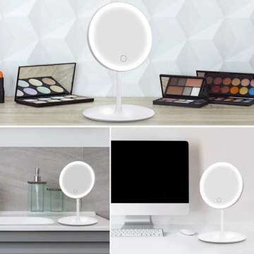 Mirror with LED lighting make-up lamp illuminated mirror 3 lighting modes White