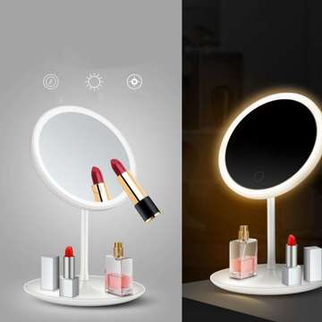 Mirror with LED lighting make-up lamp illuminated mirror 3 lighting modes White