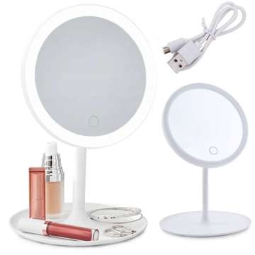 Mirror with LED lighting make-up lamp illuminated mirror 3 lighting modes White