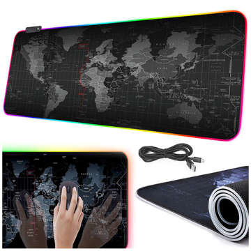 Mouse pad gaming desk mat RGB large XXL 80x30cm World map