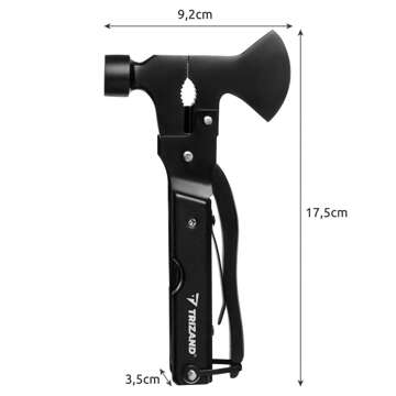 Multitool 17in1 Axe Hatchet Hammer Multifunctional Survival Kit Case Cover Black