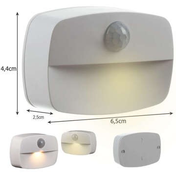 Night lamp Wireless LED lamp with motion sensor, AAA battery, glued furniture lighting 3000K white