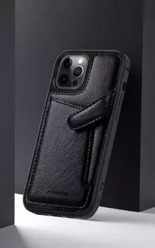 Nillkin Aoge Leather Case flexible armored case made of genuine leather with a pocket for iPhone 12 mini black