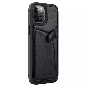 Nillkin Aoge Leather Case flexible armored case made of genuine leather with a pocket for iPhone 12 mini black