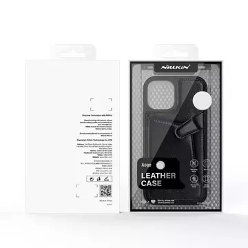 Nillkin Aoge Leather Case flexible armored case made of genuine leather with a pocket for iPhone 12 mini black