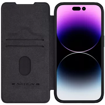 Nillkin Qin Pro Leather Flip Case with Camera Cover for iPhone 15 Pro Max - Black