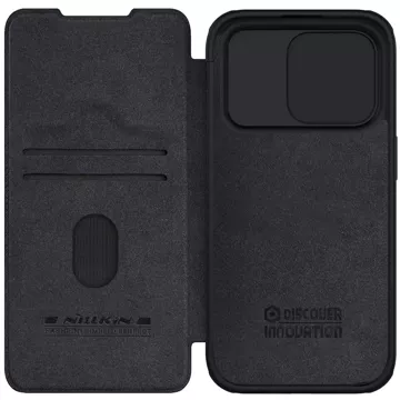 Nillkin Qin Pro Leather Flip Case with Camera Cover for iPhone 15 Pro Max - Black