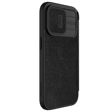 Nillkin Qin Pro Leather Flip Case with Camera Cover for iPhone 15 Pro Max - Black