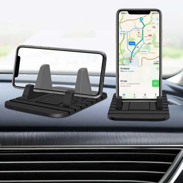 Non-slip car holder Silicone for GPS phone on the dashboard Black