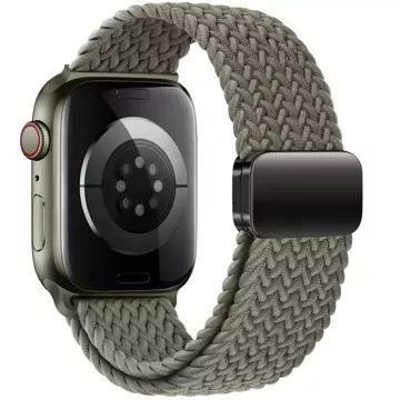 Nylon Strap for Apple Watch 7 / 8 / 9 / 4 / 5 / 6 / 7 / 8 / 9 / SE / ULTRA 1 / 2 (42 / 44 / 45 / 49 mm) NylonMag OLIVE GREY