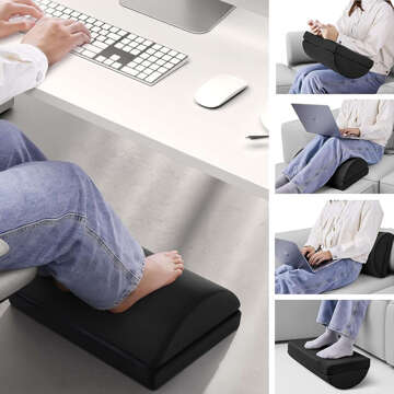 Office footrest, foot rest, legs, thighs, ergonomic for work, office, leisure, Mozos FS5, black