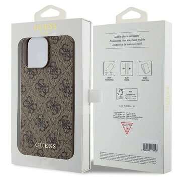 Original GUESS Hardcase GUHCP15XG4GFBR Case for iPhone 15 PRO MAX (4G Metal Logo / brown)