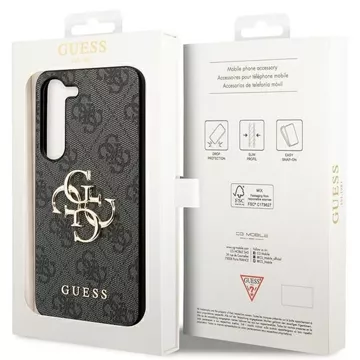 Original GUESS Hardcase GUHCS23FE4GMGGR Case for Samsung Galaxy S23 FE (Big Metal Logo / gray)