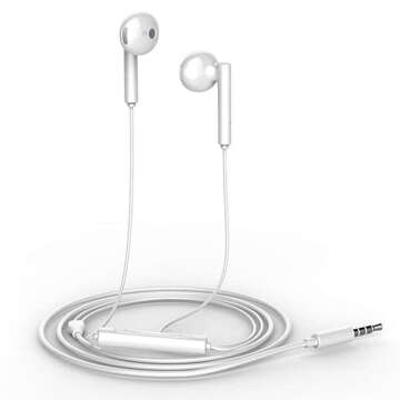 Original Huawei AM115 headphones 3.5mm remote control microphone white