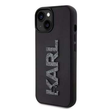 Original KARL LAGERFELD Hardcase KLHCP15M3DMBKCK Case for iPhone 15 PLUS (3D Logo Glitter / black)