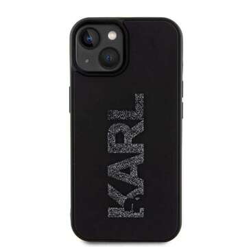 Original KARL LAGERFELD Hardcase KLHCP15M3DMBKCK Case for iPhone 15 PLUS (3D Logo Glitter / black)