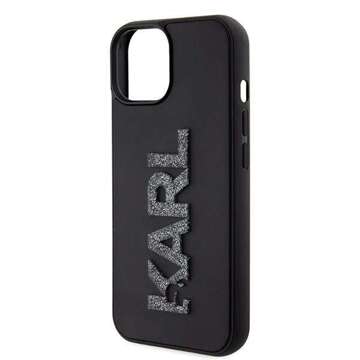 Original KARL LAGERFELD Hardcase KLHCP15M3DMBKCK Case for iPhone 15 PLUS (3D Logo Glitter / black)