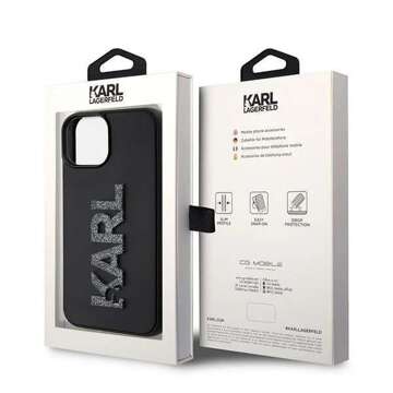 Original KARL LAGERFELD Hardcase KLHCP15M3DMBKCK Case for iPhone 15 PLUS (3D Logo Glitter / black)