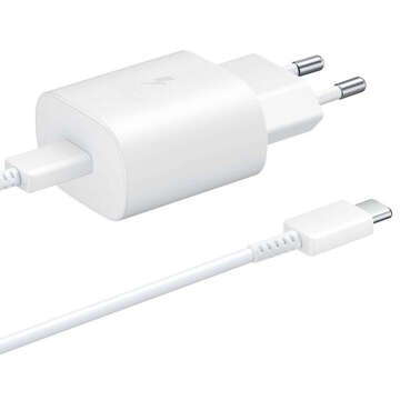 Original Samsung USB-C Wall Charger 25W Type C Cable 180cm Premium Super Fast Charge Set White