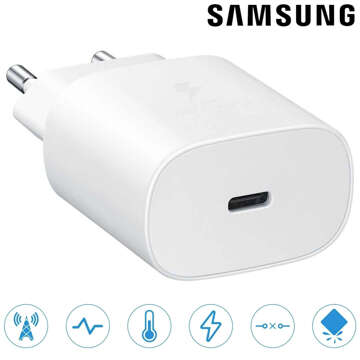 Original Samsung USB-C Wall Charger 25W Type C Cable 180cm Premium Super Fast Charge Set White