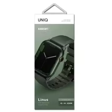 Pasek UNIQ Linus do Apple Watch Series 4/5/6/7/8/SE/SE2/Ultra 42/44/45mm  Airosoft Silicone zielony/moss green