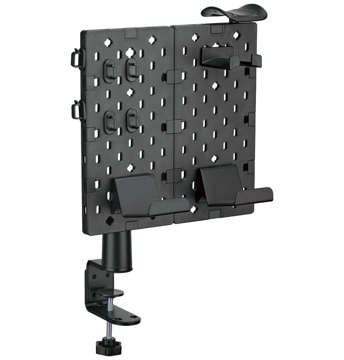 Perforated board Desk organizer for table top stand for headphones GamePad cables Black