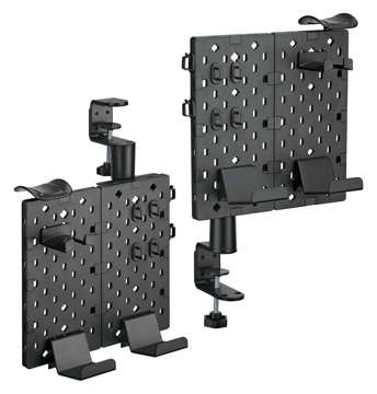 Perforated board Desk organizer for table top stand for headphones GamePad cables Black