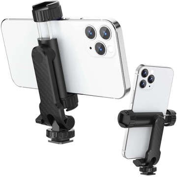 Phone adapter holder for camera tripod camera 1/4 thread universal swivel selfie Black