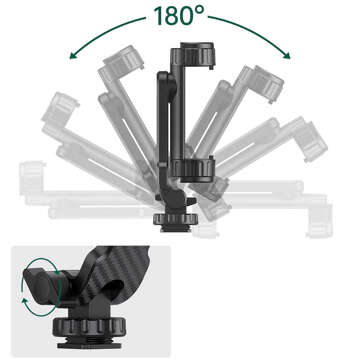 Phone adapter holder for camera tripod camera 1/4 thread universal swivel selfie Black