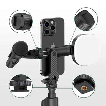 Phone adapter holder for camera tripod camera 1/4 thread universal swivel selfie Black