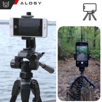 Phone adapter holder for selfie stick tripod 1/4 Rotatable 360 ​​universal Alogy black