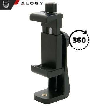 Phone adapter holder for selfie stick tripod 1/4 Rotatable 360 ​​universal Alogy black