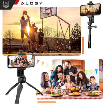 Phone adapter holder for selfie stick tripod 1/4 Rotatable 360 ​​universal Alogy black