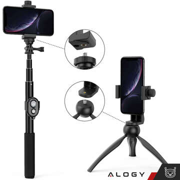 Phone adapter holder for selfie stick tripod 1/4 Rotatable 360 ​​universal Alogy black