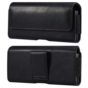 Phone case for belt leather holster case 6.8 Alogy wallet universal cover for phone belt Black