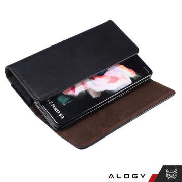 Phone case for belt leather holster case 6.8 Alogy wallet universal cover for phone belt Black