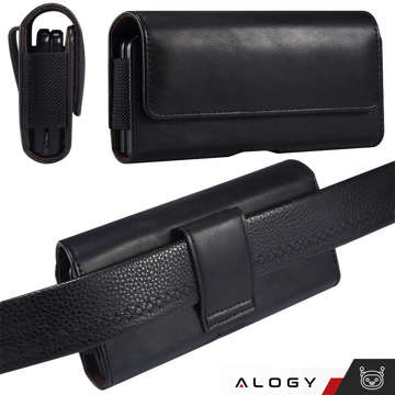 Phone case for belt leather holster case 6.8 Alogy wallet universal cover for phone belt Black