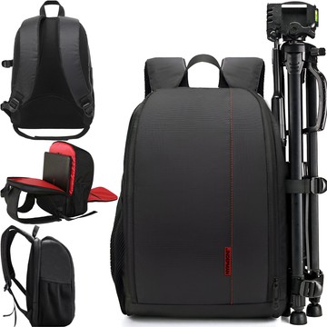 Photography backpack waterproof cover for camera, photographic equipment, laptop 15.6 large 44x30x19 Black and red