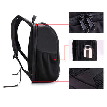 Photography backpack waterproof cover for camera, photographic equipment, laptop 15.6 large 44x30x19 Black and red