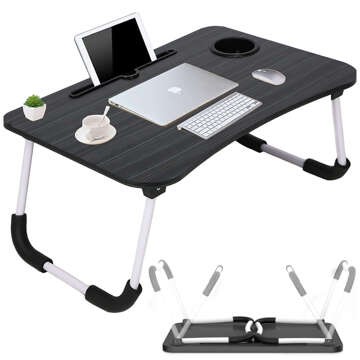 Portable Folding Laptop Table Notebook Bed Desk Breakfast Laptop Stand MacBook Black